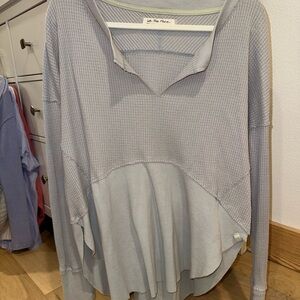 Free People Grey Long Sleeve Top